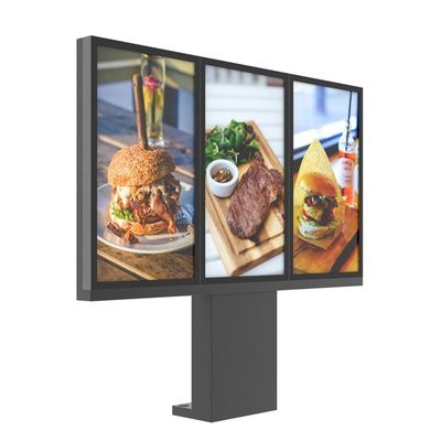 la commande de 49inch Digital par des panneaux de menu pour les restaurants 3000nits a épissé 3 écrans extérieurs