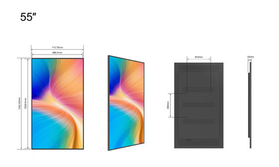 55inch 3000cd/M2 Ultra-Thin Window Facing LCD Displays For Store Advertising