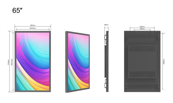 Écran LCD extérieur haute luminosité 65 pouces 2500 nits pour entreprise, résistant aux intempéries, série IP65, sans maintenance