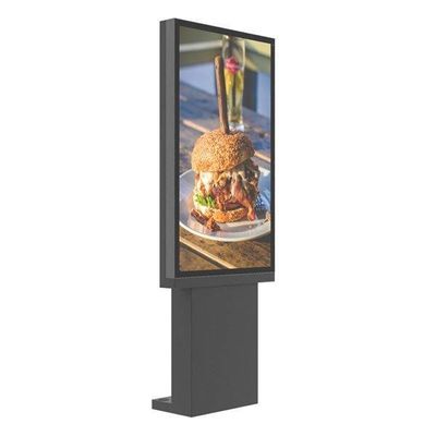 65 pouces haute luminosité résistant aux intempéries Drive Outdoor à travers le tableau de menus avec base au sol